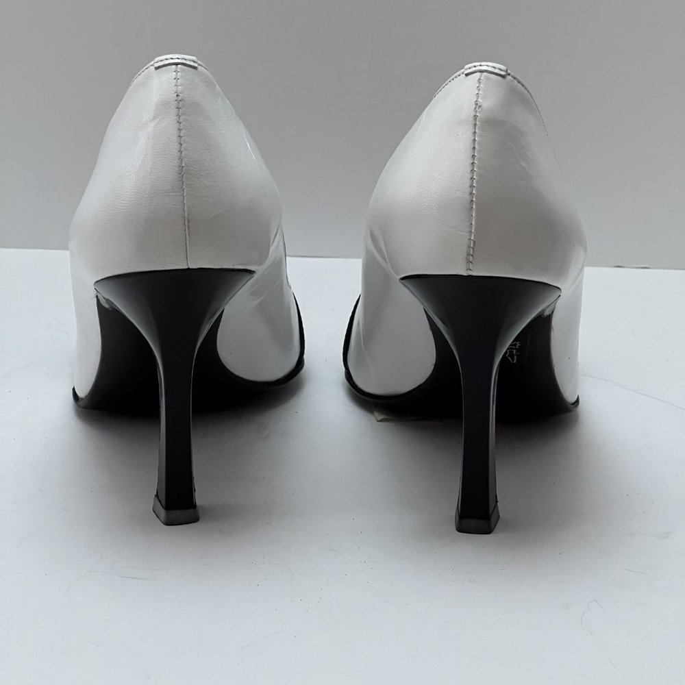 ❤️NEW❤️ Migliorini White Italian Leather Heels Luxury Stiletto Italy Size 37 - Picture 7 of 10